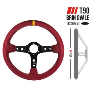 VOLANTE RRS CORSA - T90 350MM - PIEL VUELTA- ROJO