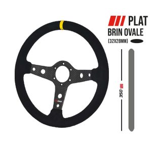 VOLANTE RRS CARBONO - PLANO 350MM - PIEL VUELTA